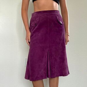 Early 2000s deep purple genuine suede midi skirt